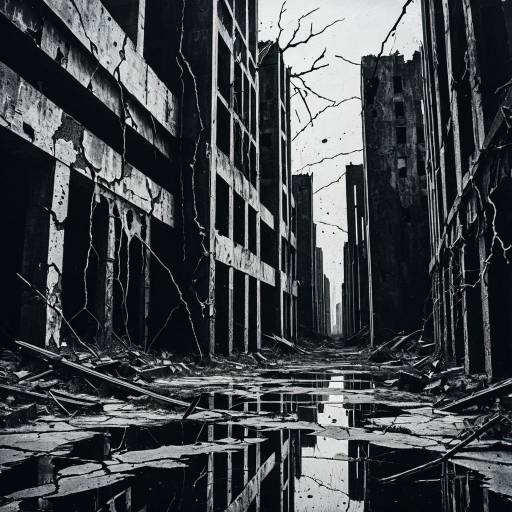 Monochrome Post-Apocalyptic Urban Ruins