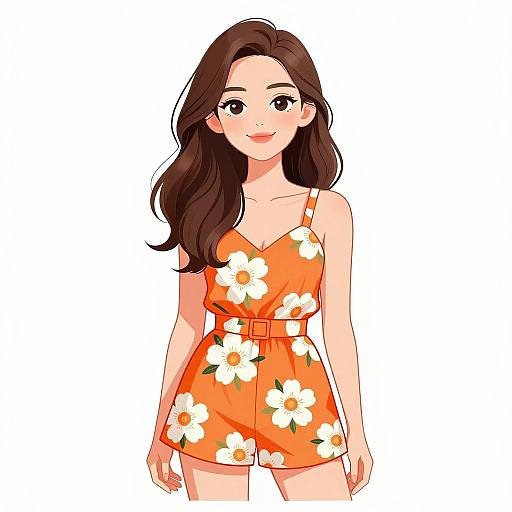 Smiling Woman in Floral Summer Romper