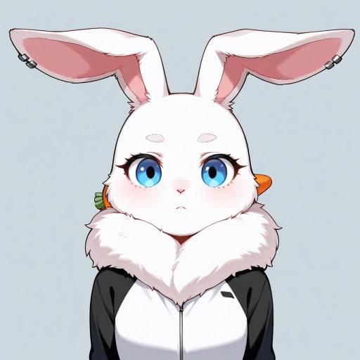 Velvety Bunny with Carrot and Ice Blue Eyes Velvety Bunny with Carrot and Ice Blue Eyes