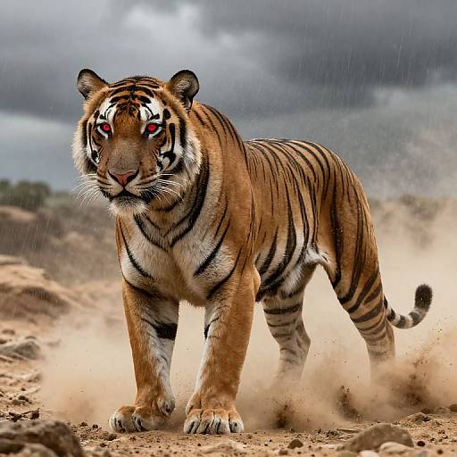 Hyperrealistic Red-Eyed Tiger Storm