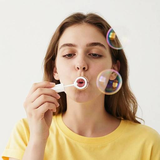 Young Woman Blowing Bubbles