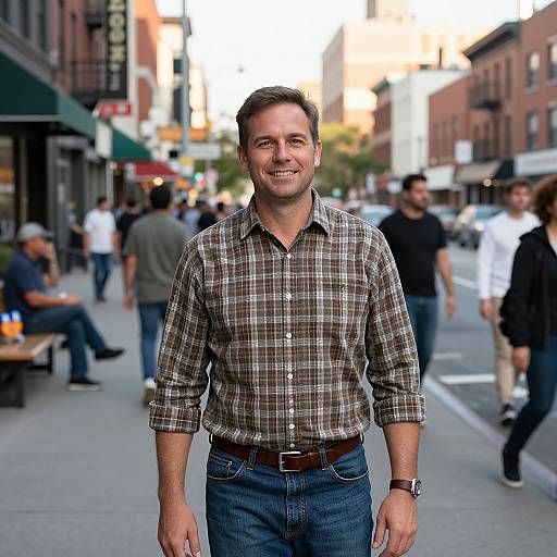 Confident Man in Urban Street Scene