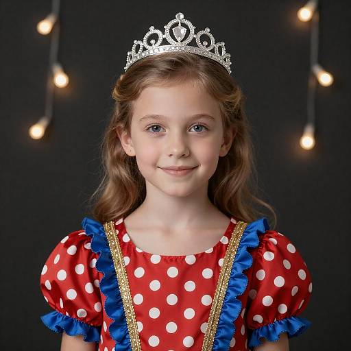 Charming Young Girl in Polka Dot Dress