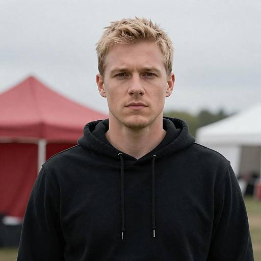 Serious Blond Man in Overcast Setting
