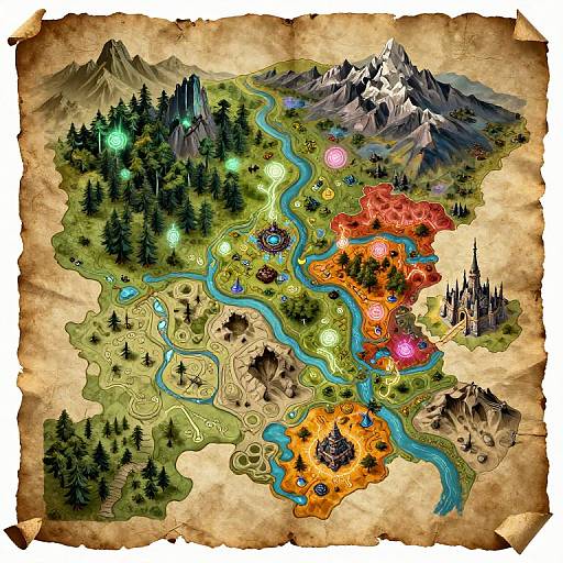 Ancient Fantasy Game Map Illustration