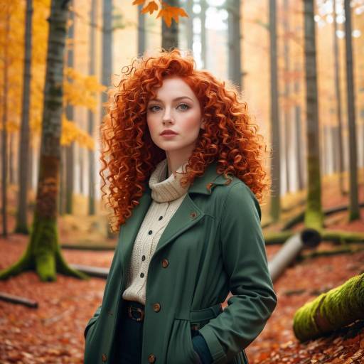 Confident Woman in Serene Autumn Forest