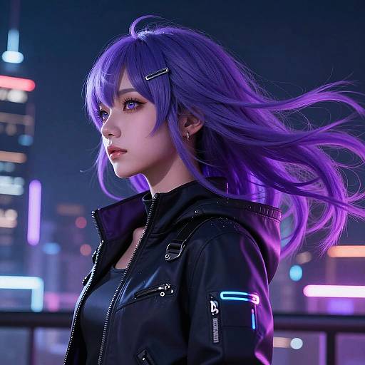 Futuristic Cyberpunk Purple Hair