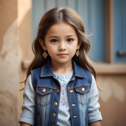 Charming Young Girl in Denim Outfit