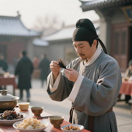 Winter Kitchen God Worship Hanfu Portrait