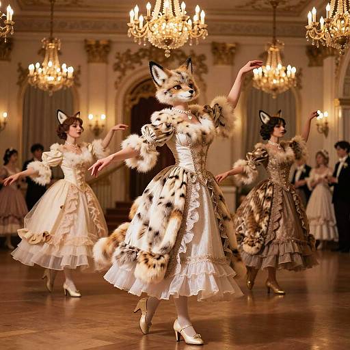 Elegant Furry Victorian Ballroom Dance