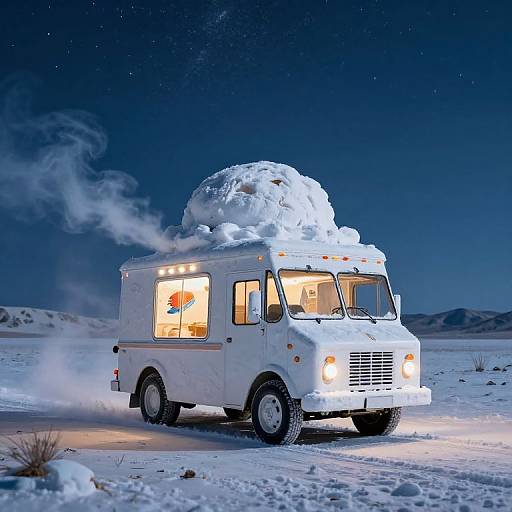 Snow Scoop Ice Cream Truck Night