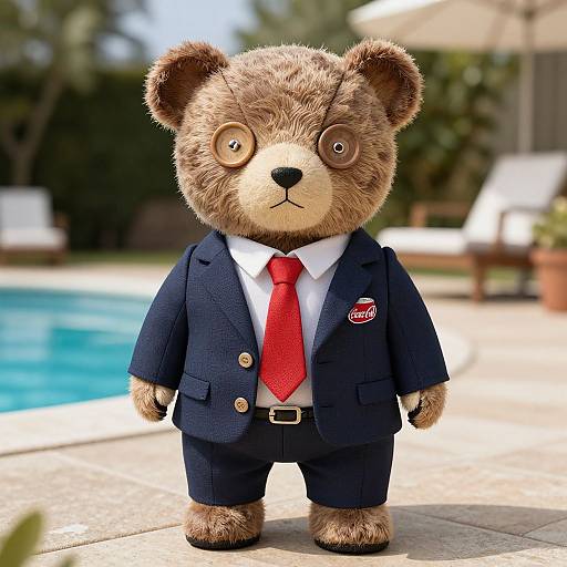 Teddy Bear in Business Suit by Pool