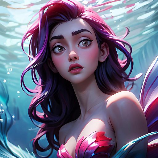 Enchanting Solo Mermaid Gazing at Viewer