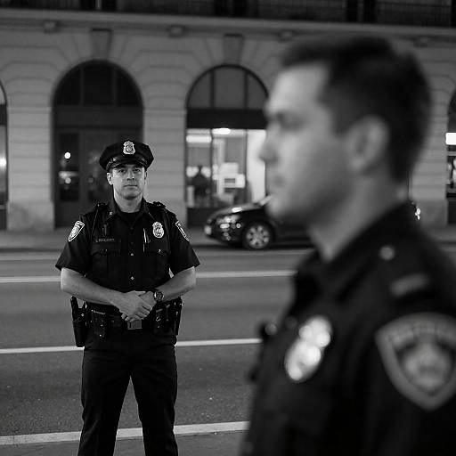 Urban Night Scene with Police Officer