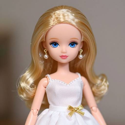Blonde Doll in White Dress