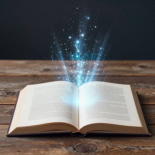 Magical Open Book with Sparkling Particles