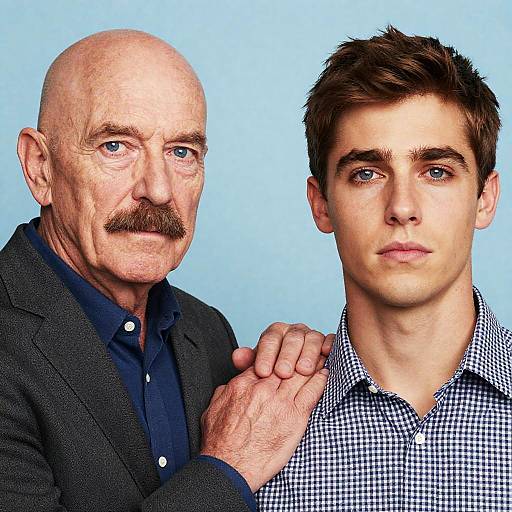 Portrait of Older and Younger Man with Blue Eyes