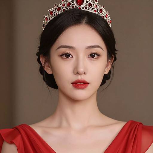 Regal Woman in Red Dress