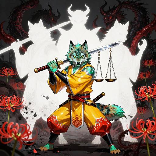 Jade Wolf Samurai vs Demon Higanbana