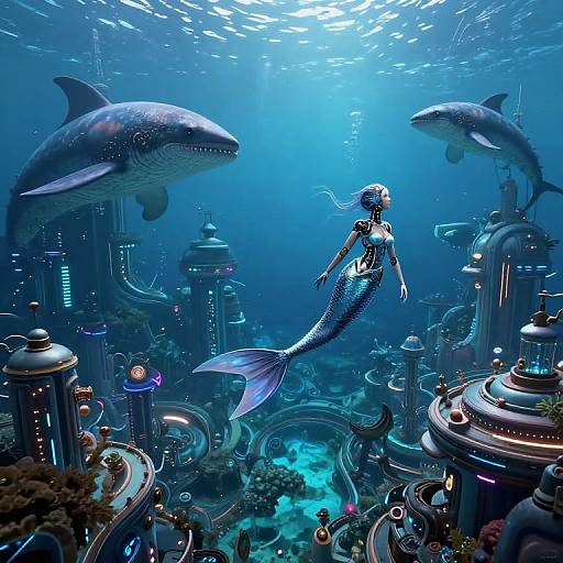 Surreal Underwater Futuristic Cityscape