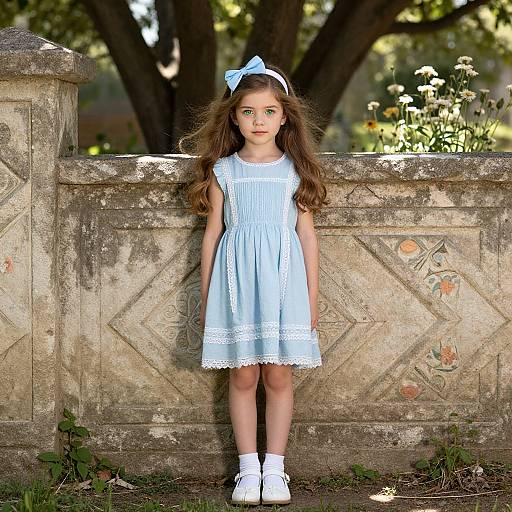 Young Girl in Serene Garden Setting