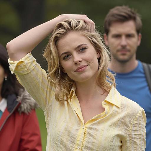 Blonde Woman Smiling Outdoors