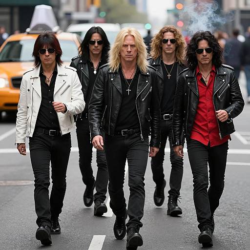 Rock Band Walking on City Street