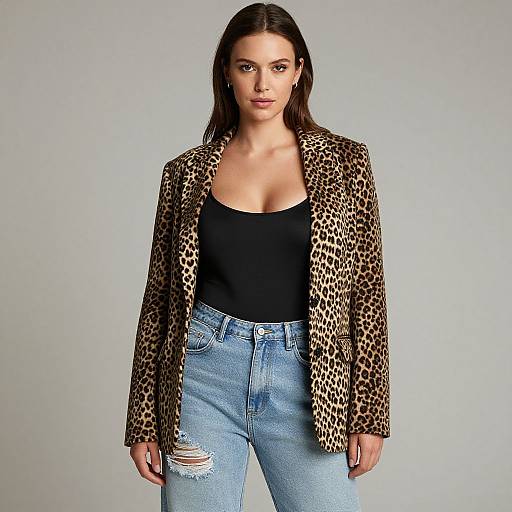 Edgy Woman in Leopard Print Blazer