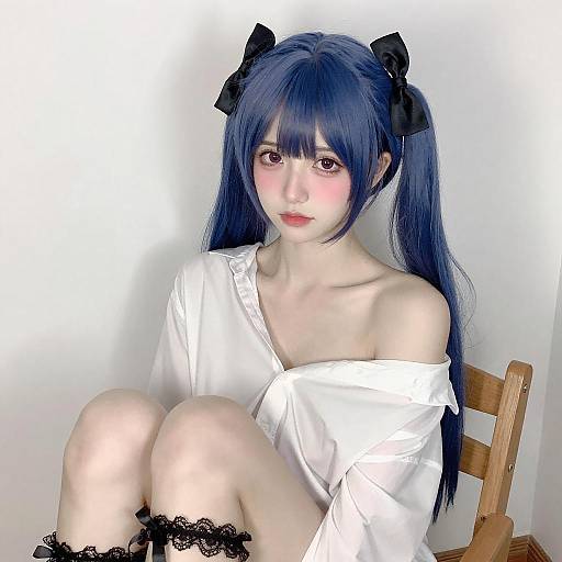 Portrait of Young Woman with Twin Buns