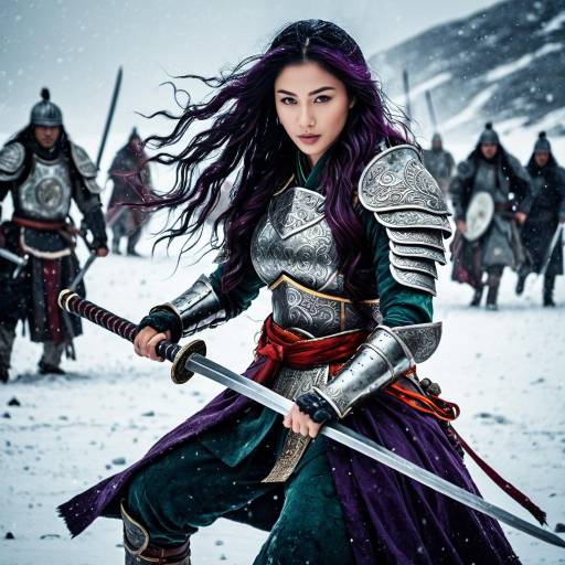 Mongolian Warrior Princess in Icy Blizzard