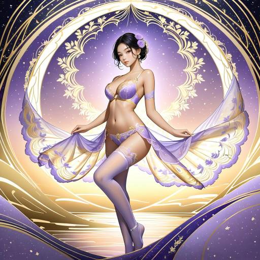 Serene Maiden in Elegant Lingerie Pose Serene Maiden in Elegant Lingerie Pose