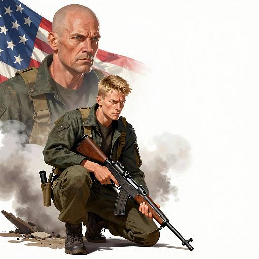 Intense Duo Amidst Chaos and Valor