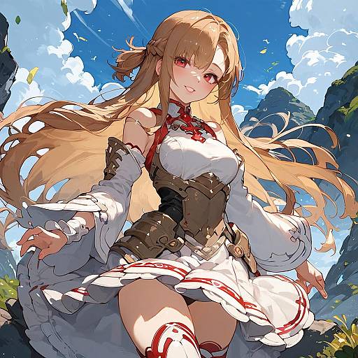 Anime Girl with Armor Outdoors