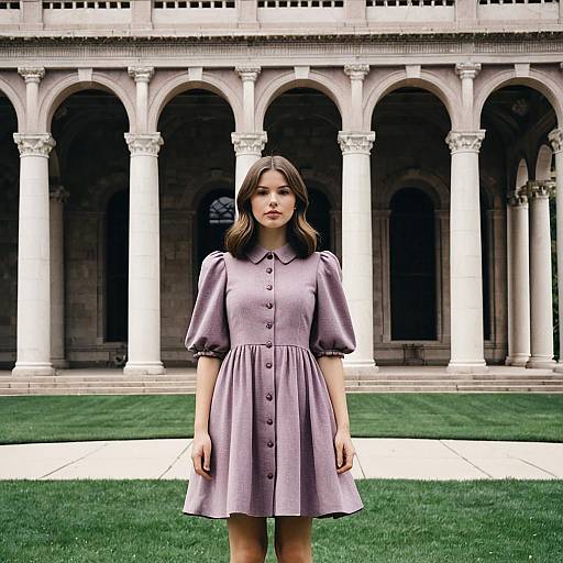 Elegant Young Woman in Classical Setting