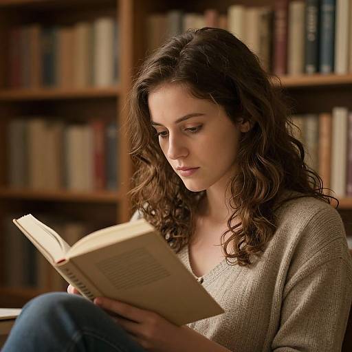 Woman Finding Solace in Literature