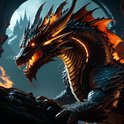 Fiery Dragon in Dark Castle