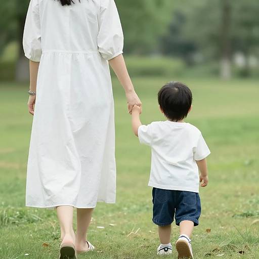 Mother and Son Walking Together