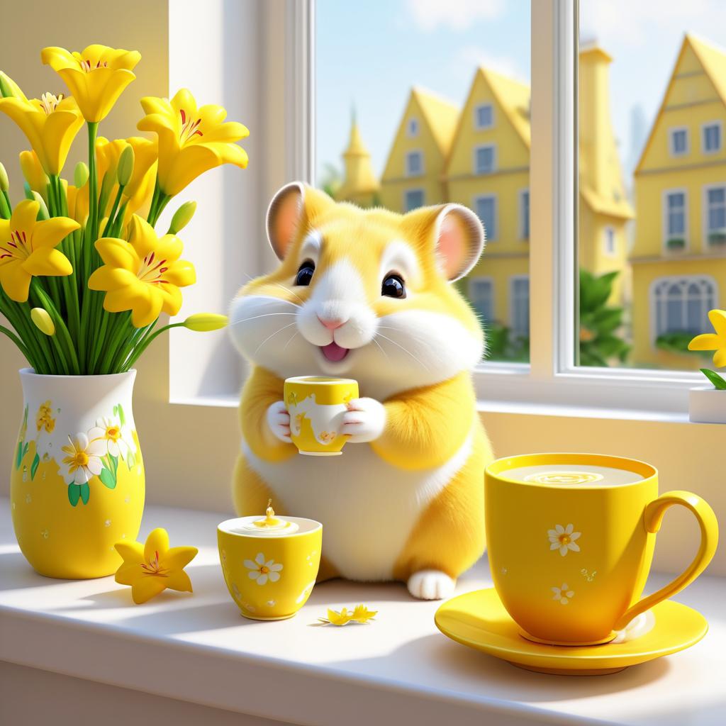 Whimsical Hamster Enjoying Chai Tea