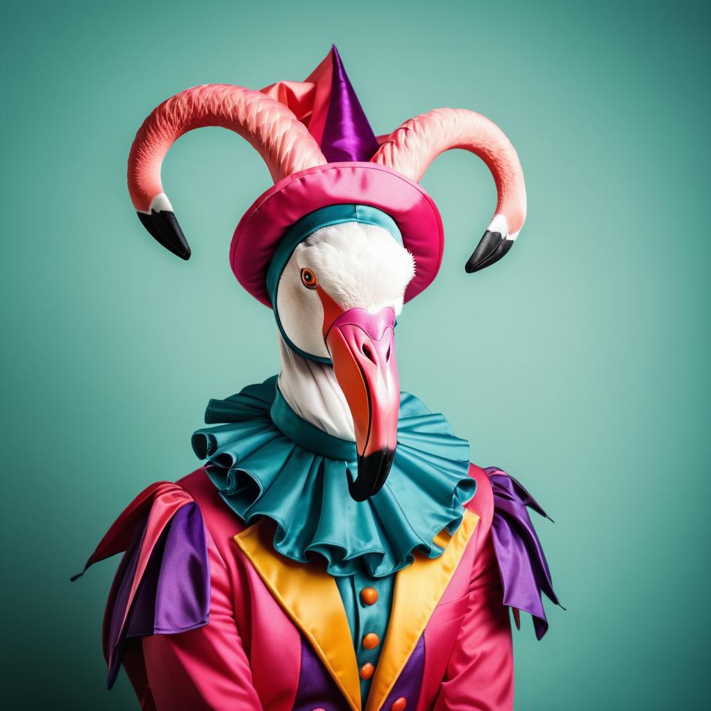 Whimsical Flamingo Jester Posing Playfully