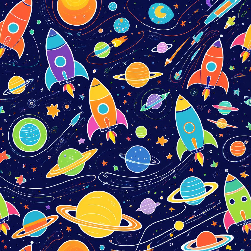 Playful Crayon Space Adventure Drawing