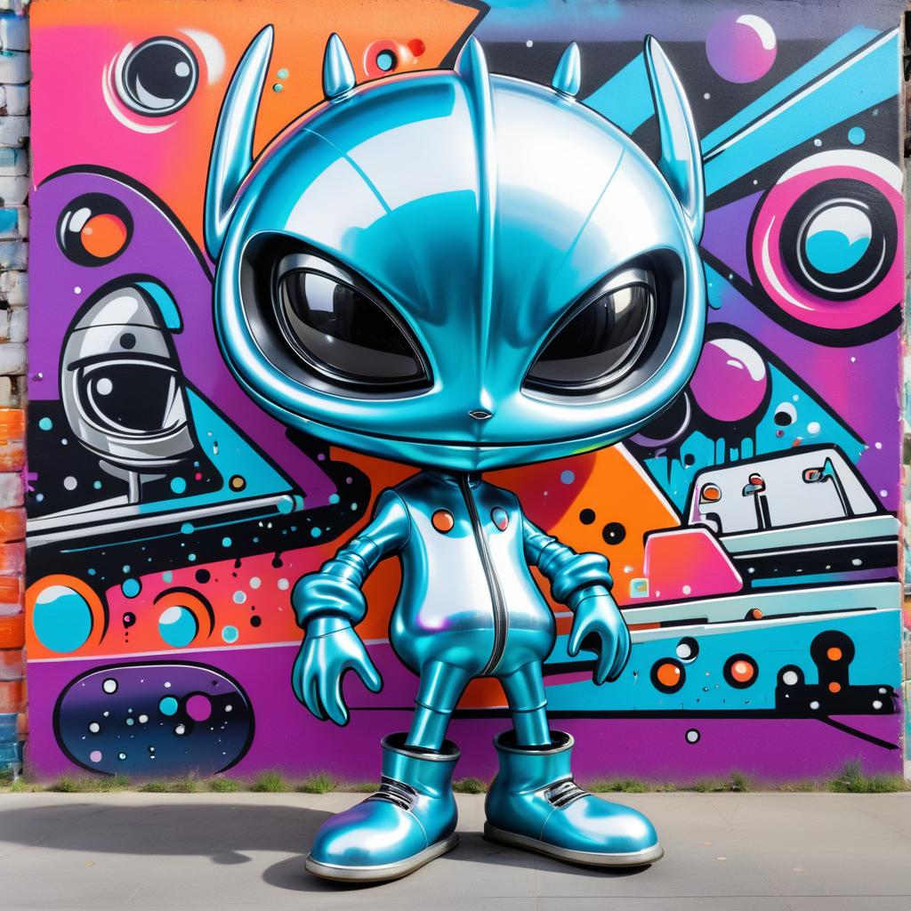 Vibrant Retro Alien Graffiti Art