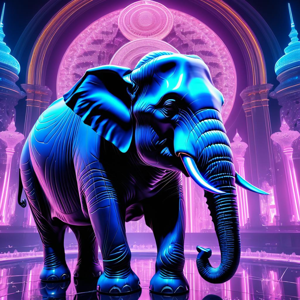 Dystopian Crystalized Elephant Portrait