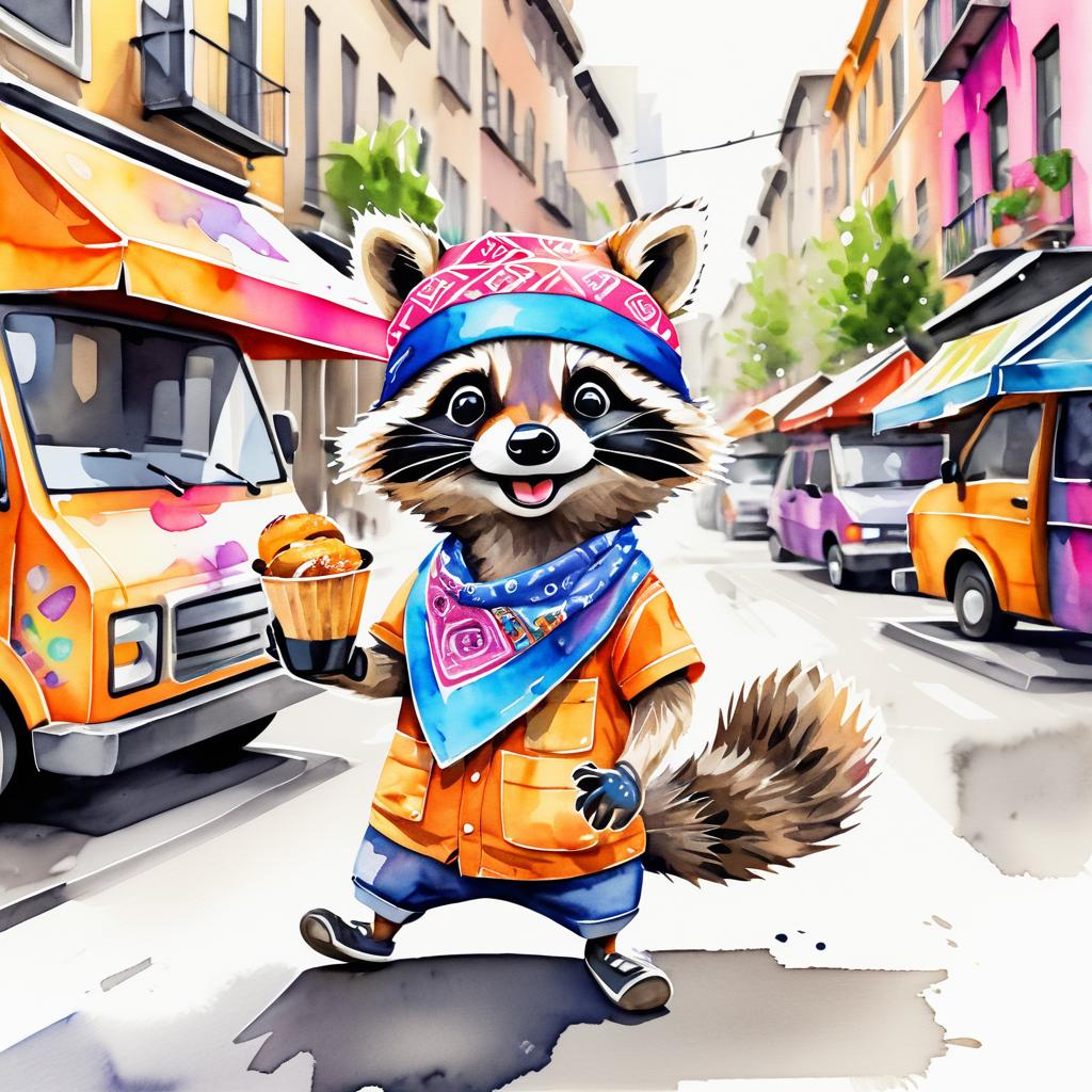 Playful Raccoon in Urban Wonderland