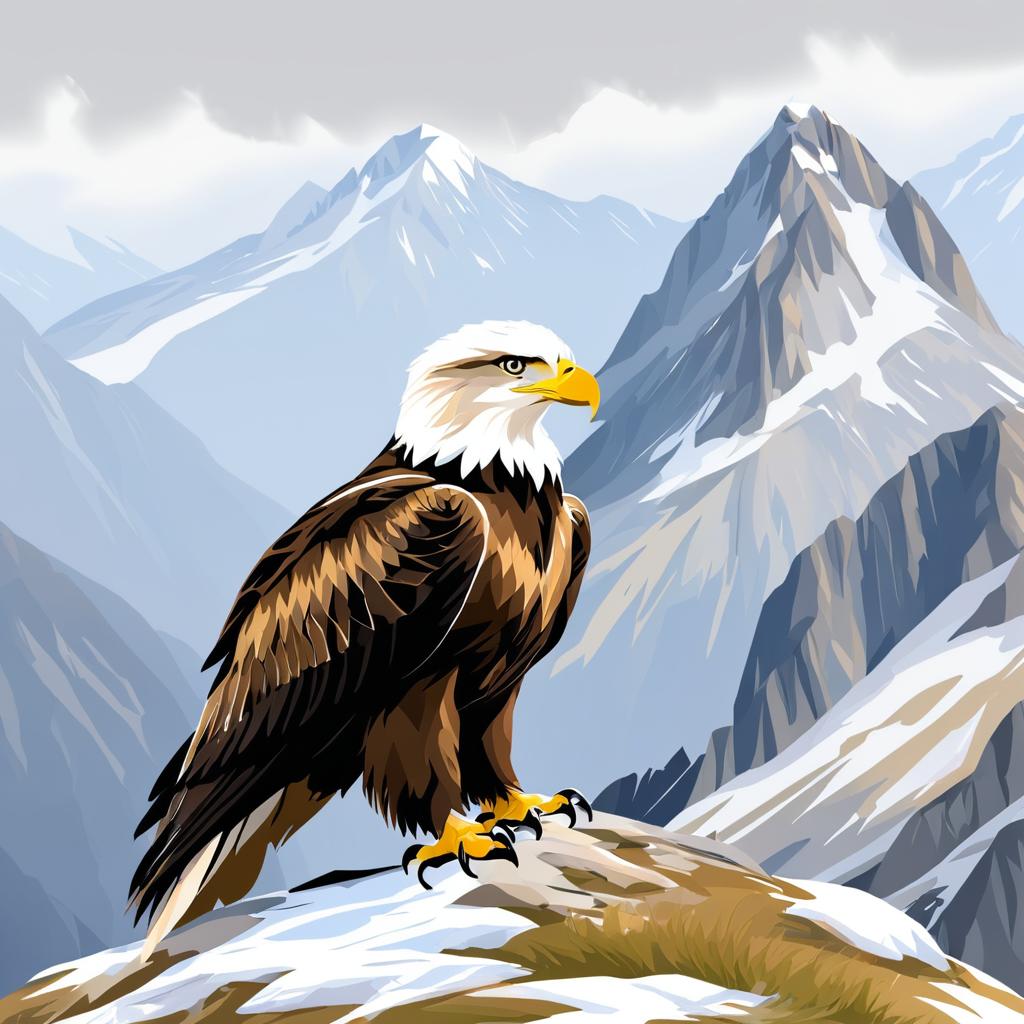 Majestic Eagle Portrait on Mountain