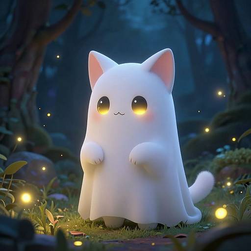 Ethereal Mythical Kitten in Fantasy Forest