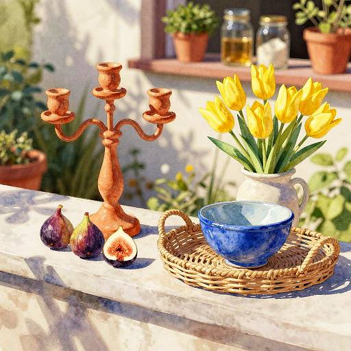 Vibrant Garden Patio Still Life