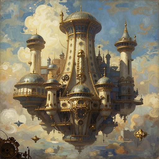 Nautical Steampunk Floating Sky City