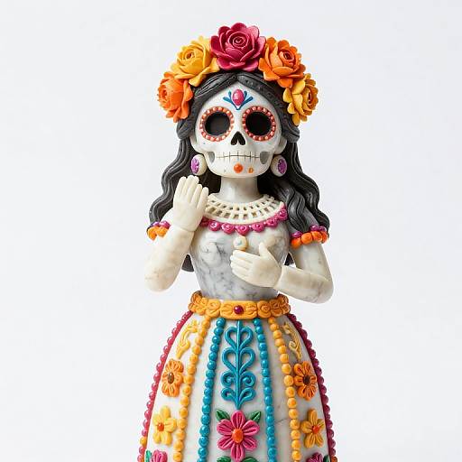Marble Mexican Goddess with Vibrant Filigree