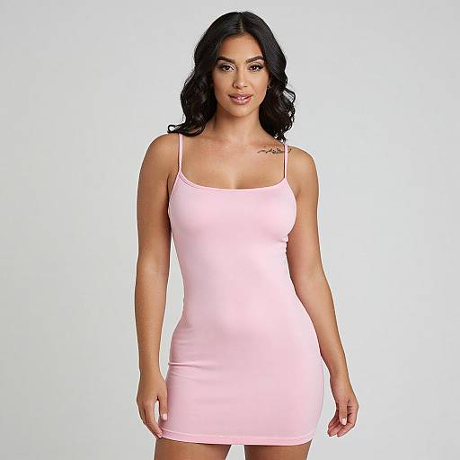 Curvy Woman in Pale Pink Dress