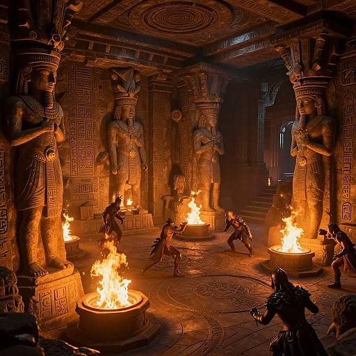 Fantasy Dungeon Temple Battle Scene